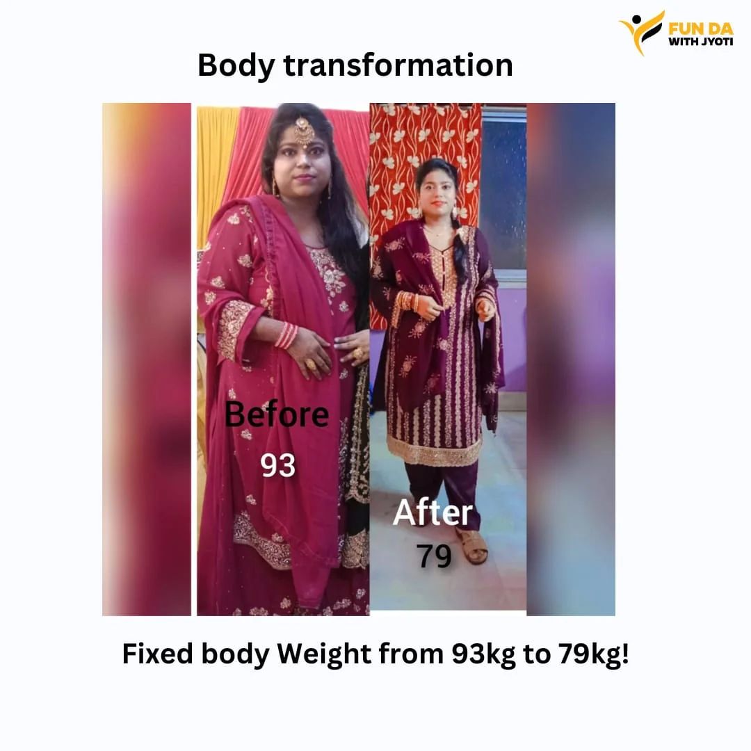 FunDa member before and after: body weight from 93 kg to 79 kg