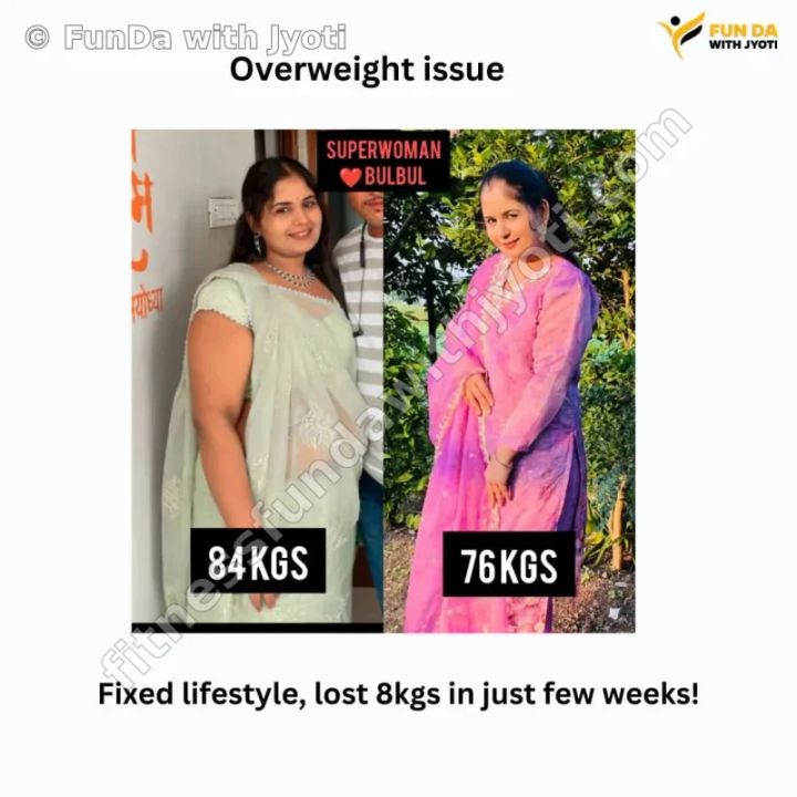 Superwoman Bulbul before and after: 84 kg to 76 kg