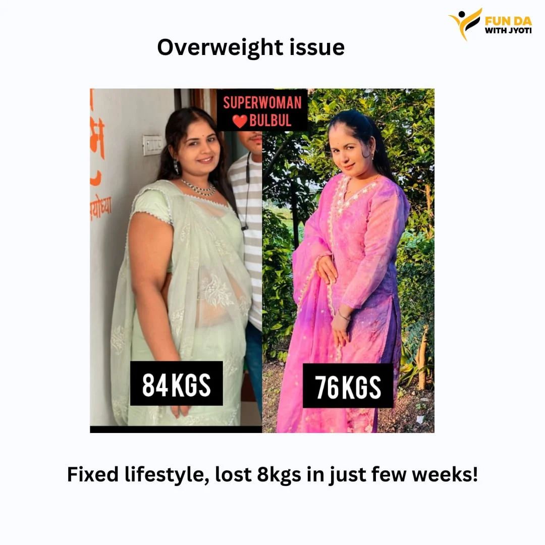 Superwoman Bulbul before and after: 84 kg to 76 kg