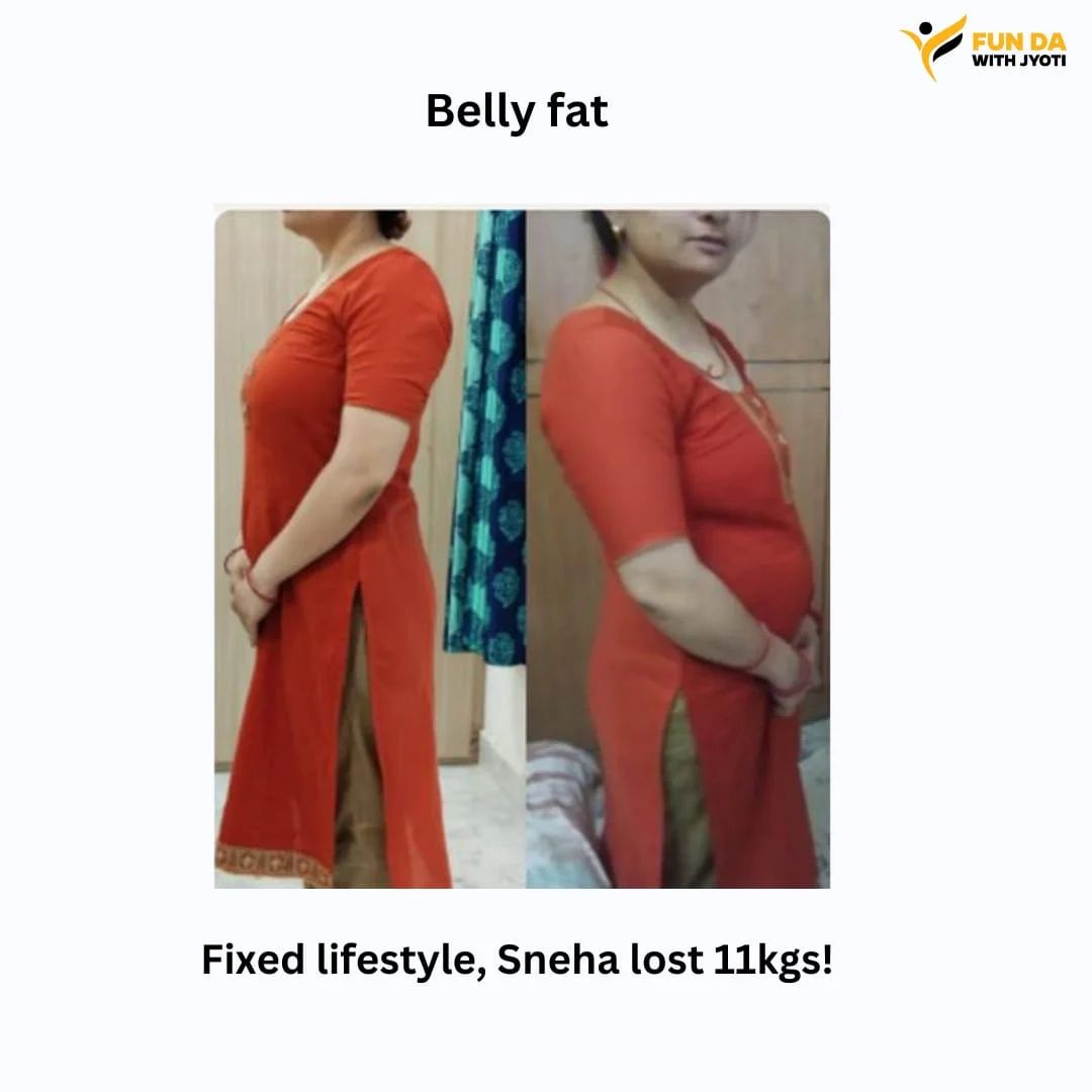 Sneha side profile before and after losing 11 kg